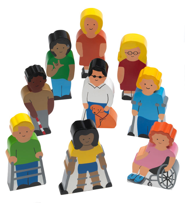 Wooden People Figures with Special Needs - Figures