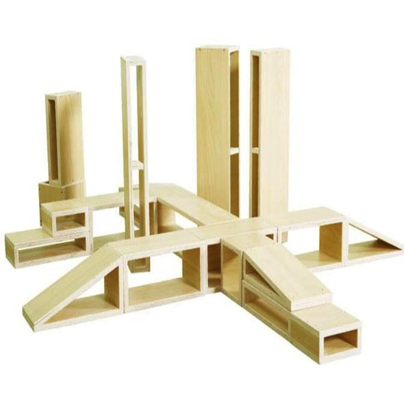 Wooden City Construction Blocks - 18 Pieces - Building toy