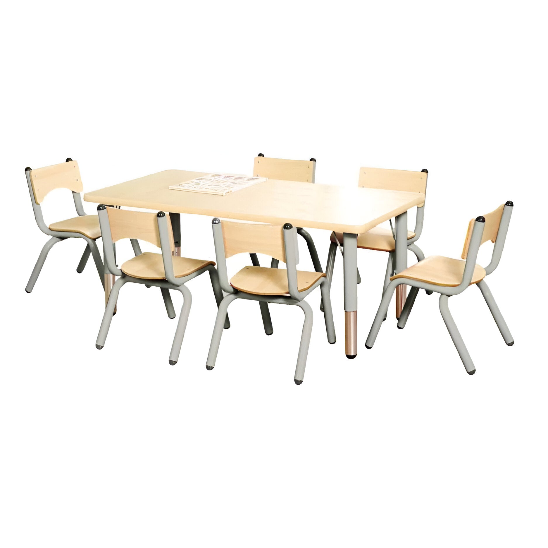 Adjustable Rectangle/Round Classroom Table and Chairs - Multiple Colour/Style Options - Rectangle Table - Silver Legs