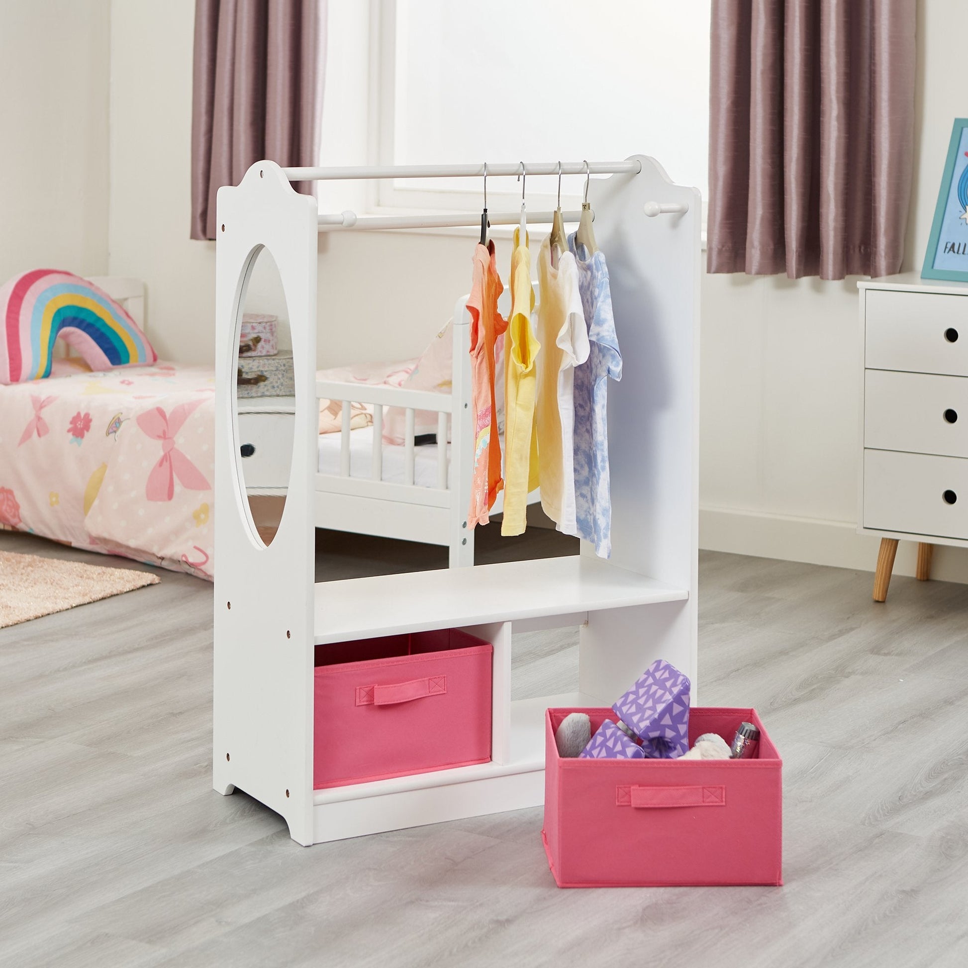 White Wooden Dress Up Unit - Playroom Storage