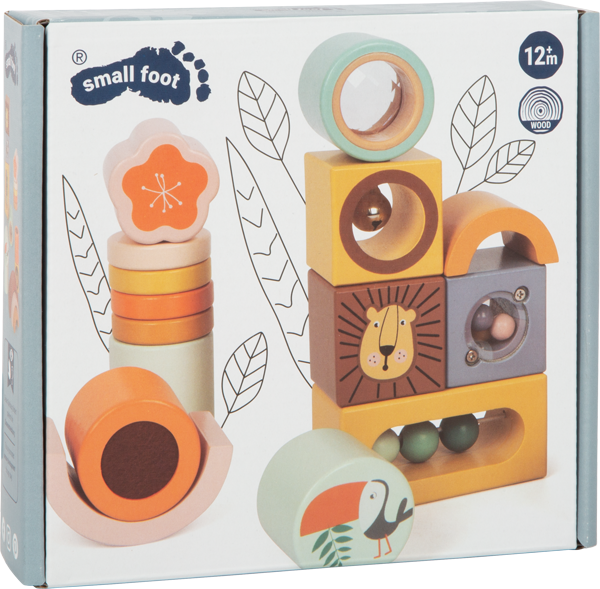 Wooden Safari Explorer’s Sensory Tactile Sound Building Blocks - Wooden toy