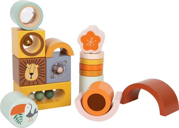 Wooden Safari Explorer’s Sensory Tactile Sound Building Blocks - Wooden toy