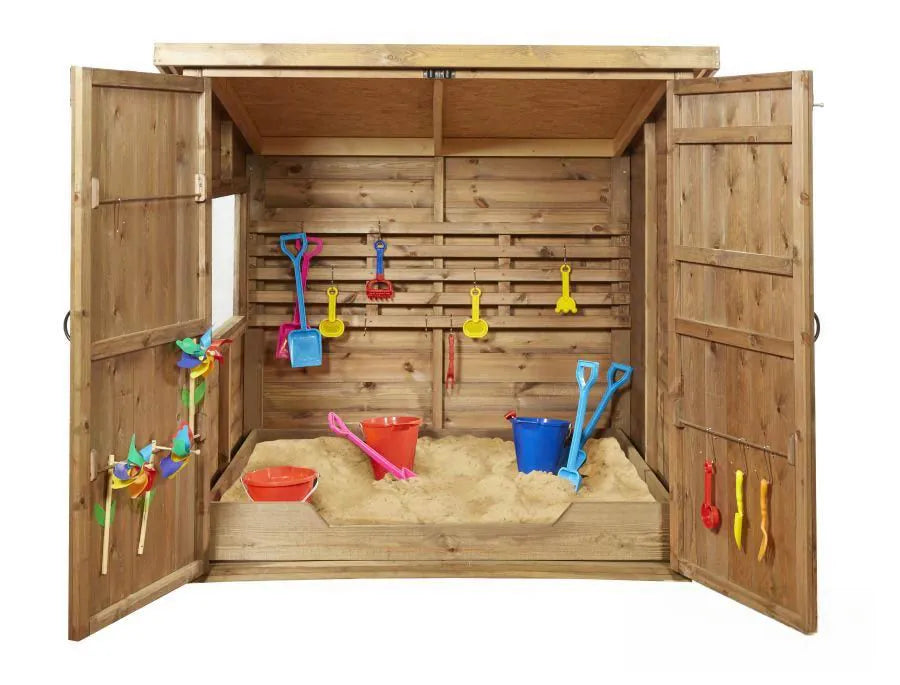 Large Wooden Sheltered Sandpit Playhouse - Sandpit