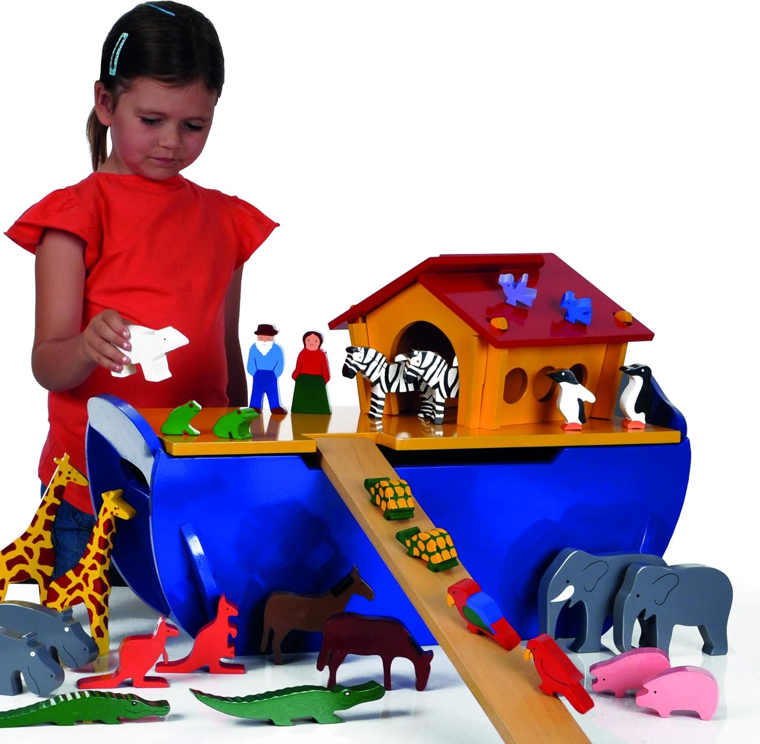 Large Wooden Noah’s Ark and 50 Animals Set - Wooden toy