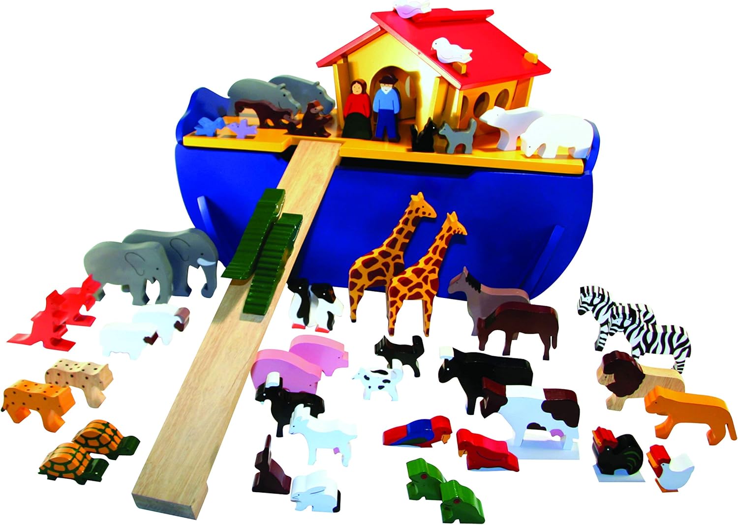 Large Wooden Noah’s Ark and 50 Animals Set - Wooden toy