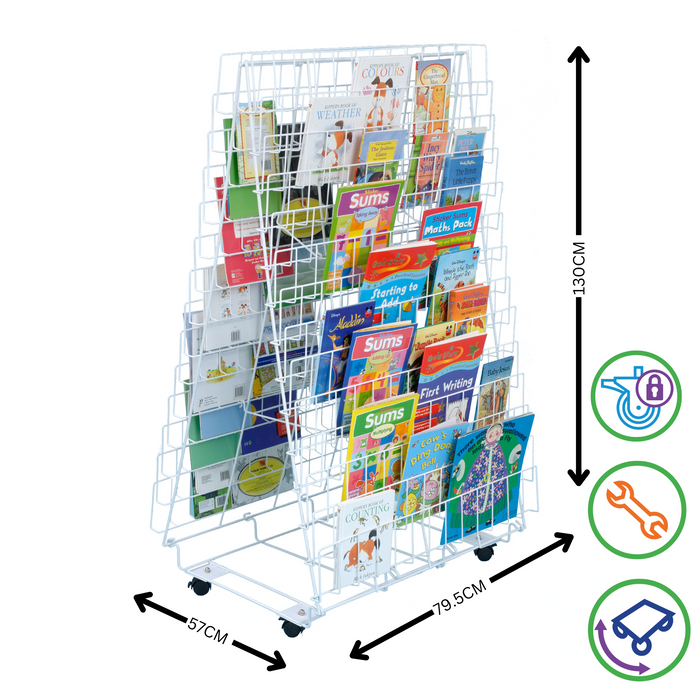 Double Sided Mobile Book Stand - Bookshelf