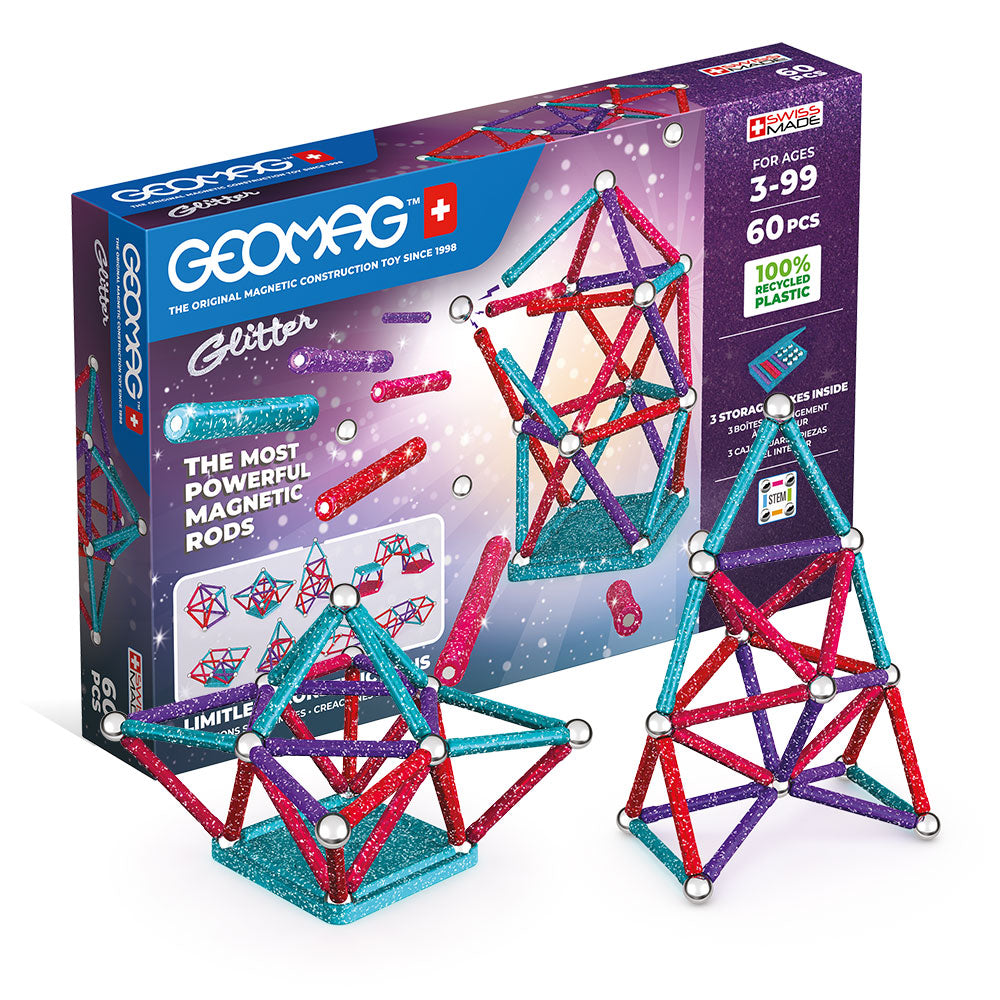 Geomag Glitter Recycled Magnetic 60 Pieces - Building toy