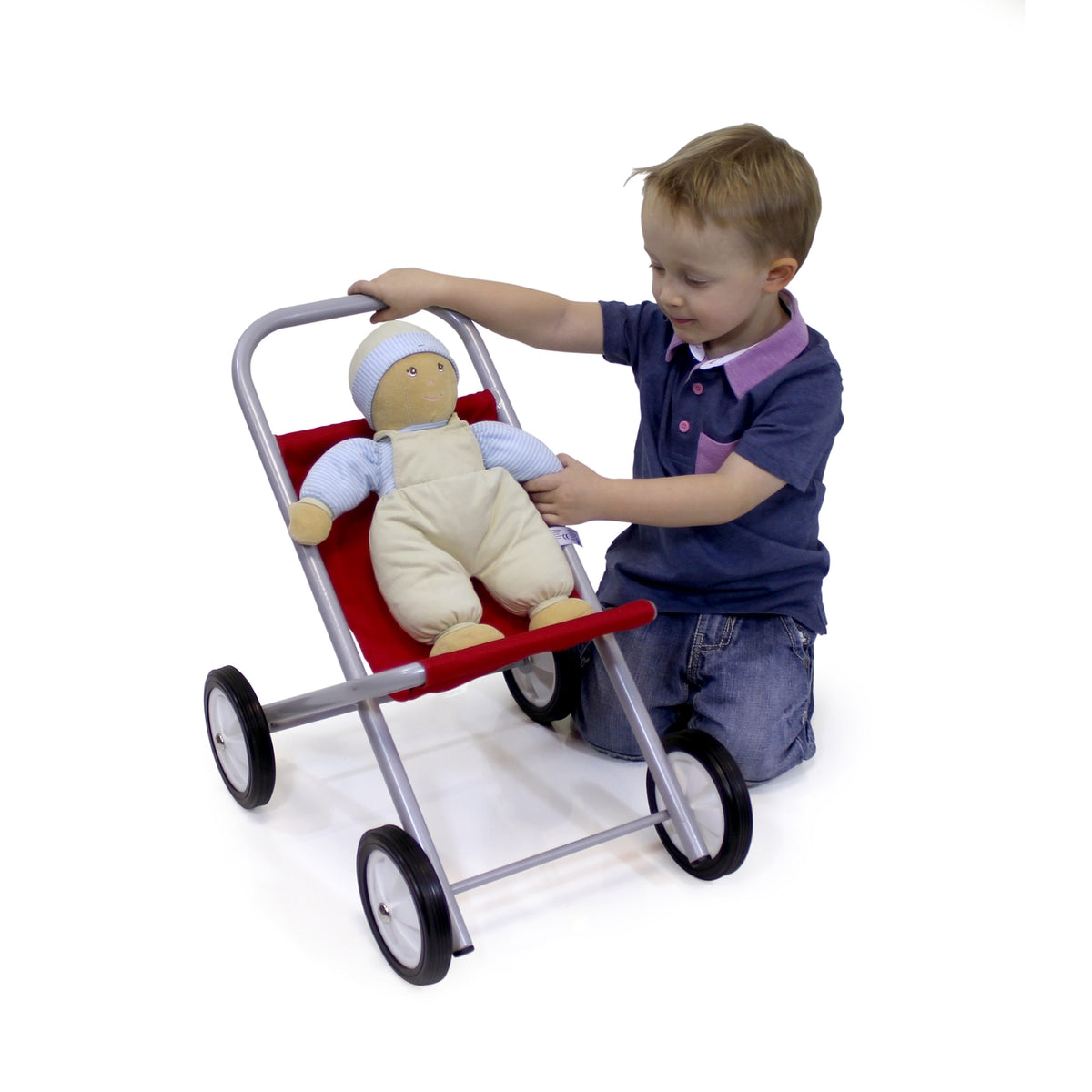 EYFS Small Dolls Pushchair with Red Cover - Doll Pushchair