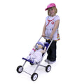 EYFS Large Dolls Pushchair Silver with Blue Cover - Doll Pushchair