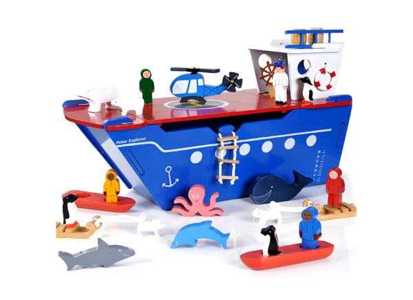 Large Wooden Polar Explorer Ship Play Set - Wooden toy