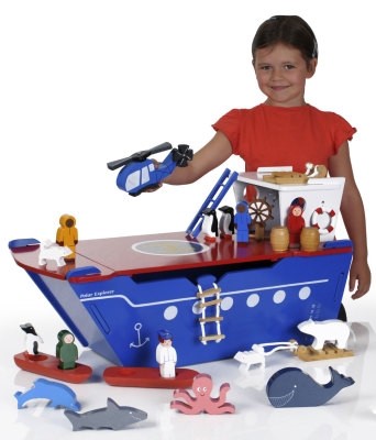 Large Wooden Polar Explorer Ship Play Set - Wooden toy