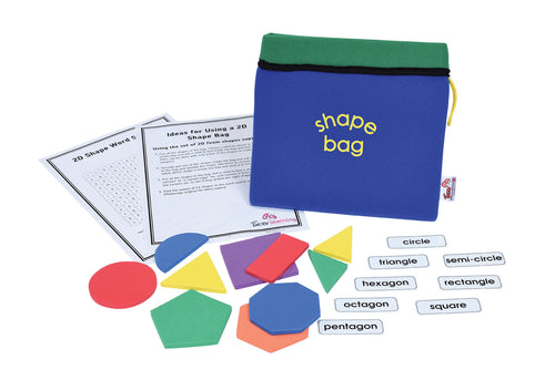 image of a drawstring learning back with 2d shapes for EYFS