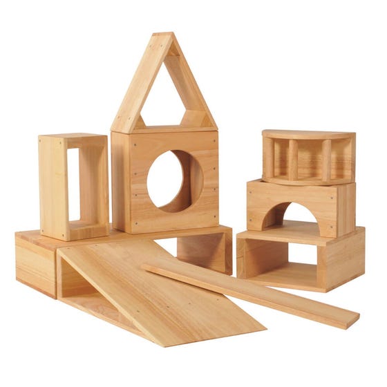 Giant Wooden Hollow Blocks - 14 Pieces - Building toy
