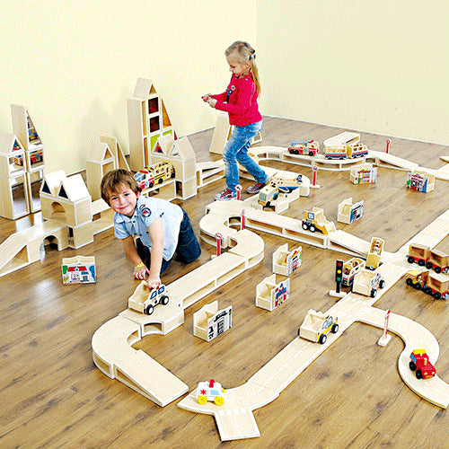 Wooden City Construction Blocks - 18 Pieces - Building toy