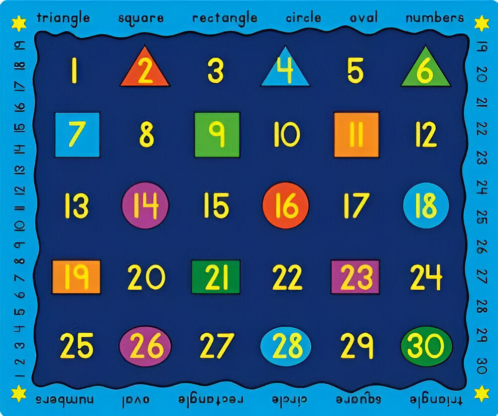 Shapes Numbers and Words Classroom Carpet - Carpet