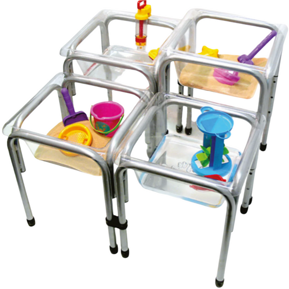 Mini Titchy Tubs with Stands - Clear Set of 4 - Sand and water table