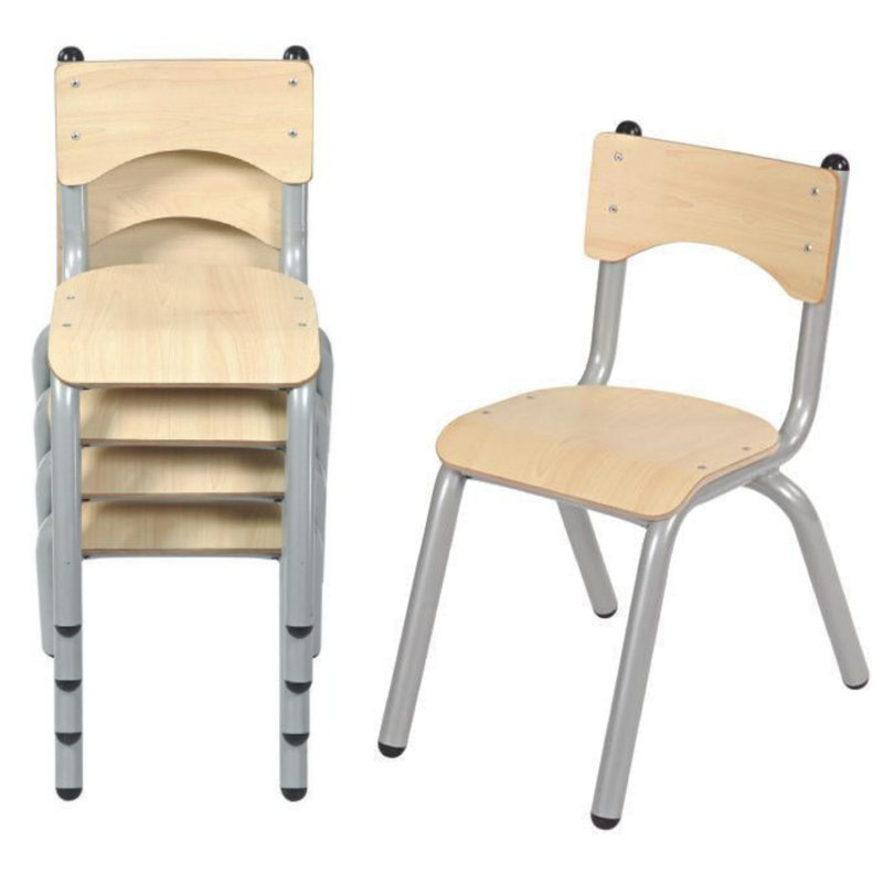 Adjustable Rectangle/Round Classroom Table and Chairs - Multiple Colour/Style Options - Set of 4 Chairs - Silver