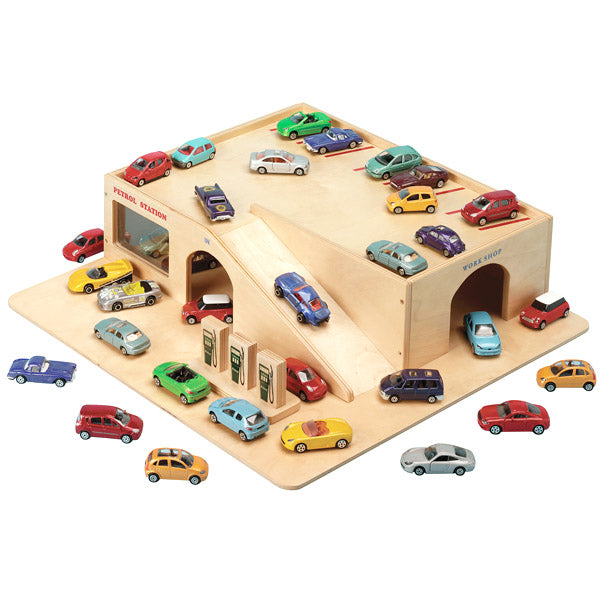 Wooden Toy Garage and 25 Cars - Wooden toy