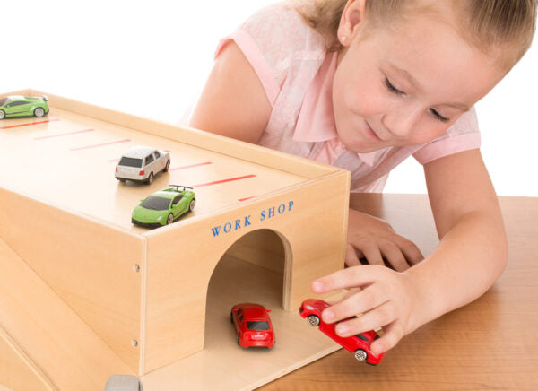 Wooden Toy Garage and 25 Cars - Wooden toy