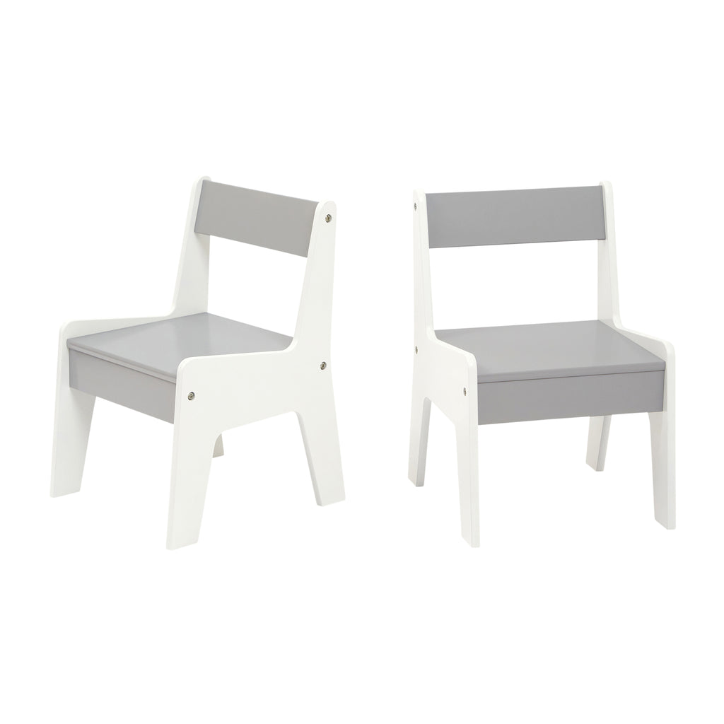 White and Grey Bookshelf Table and Chair Set - Children’s Table and Chair