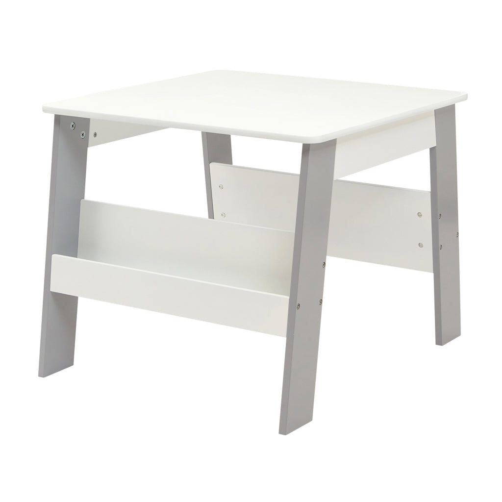 White and Grey Bookshelf Table and Chair Set - Children’s Table and Chair